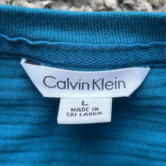 Calvin Klein Men’s Teal Tee – Large • Casual, Preppy, 100% Cotton - Picture 3 of 6